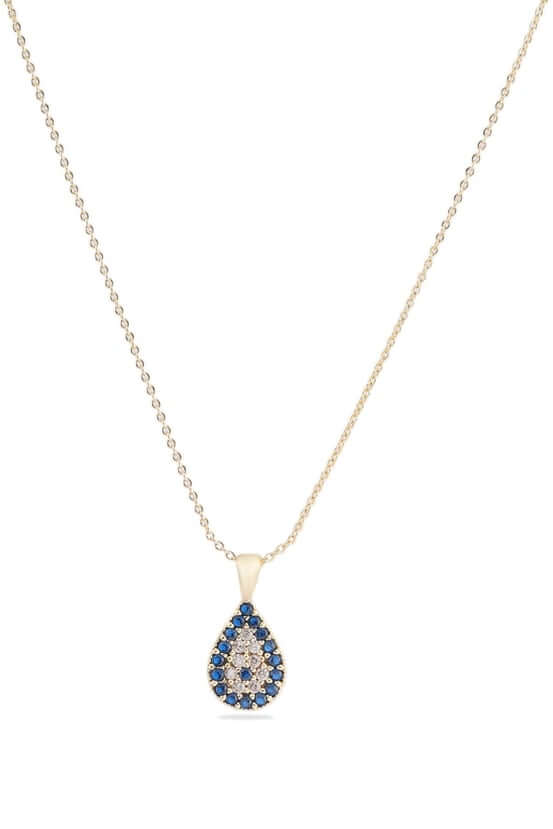 Damla Nazar Figürlü Zirkon Taşlı Kolye – Gold - Bilen Jewelry