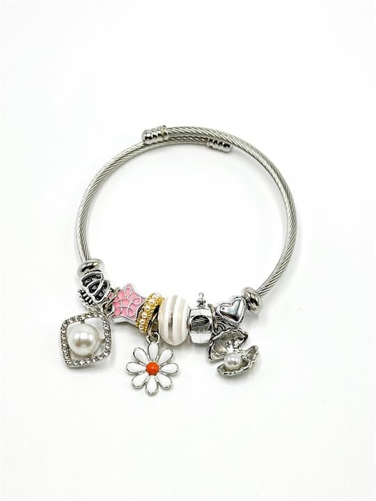 İnci & Papatya Charm Detaylı Pandora Bileklik - Bilen Jewelry