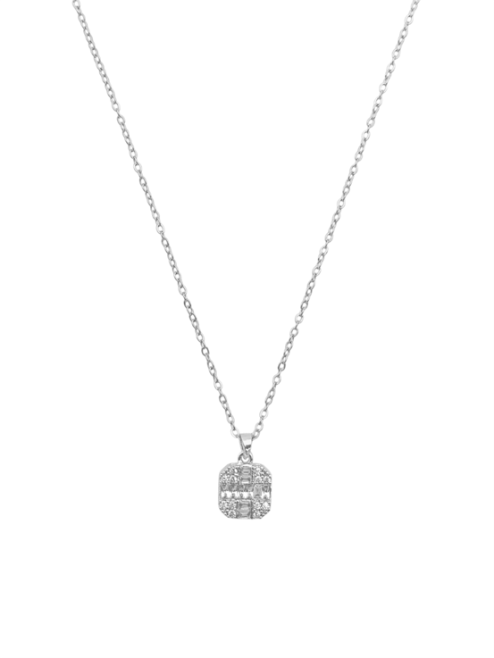 Kare Taş Detaylı Çelik Kolye - Bilen Jewelry