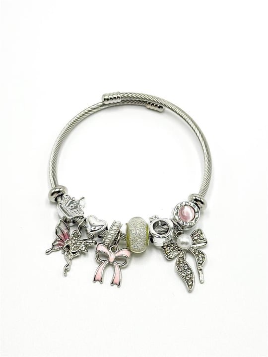 Pembe Fiyonk Charm Detaylı Pandora Bileklik - Bilen Jewelry